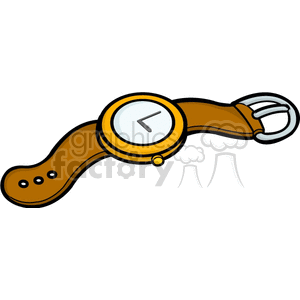 clipart - watch with leather band.
