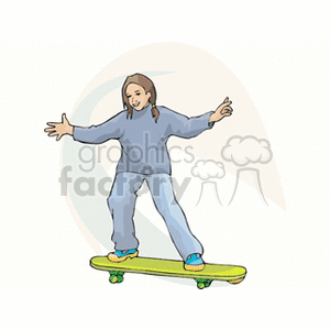 Cartoon girl riding a skateboard 