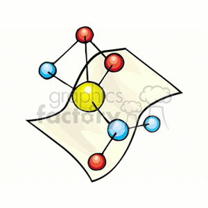 clipart - Cartoon molecule diagram.