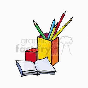 Book with school supplies clipart. Royalty-free image # 138786