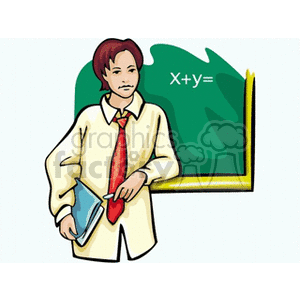 Cartoon teacher wearing a tie
