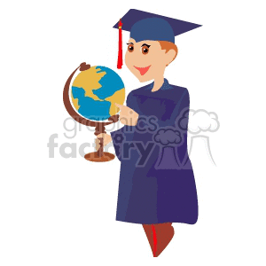 A Graduate Holding a Globe on a Stand clipart. Royalty-free image # 139499