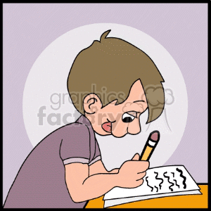 Boy taking a test animation. Commercial use animation # 139588