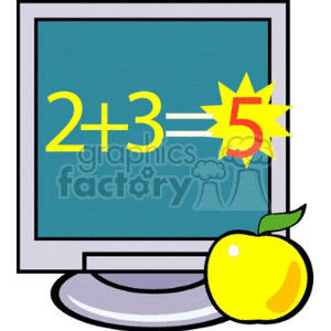   education school monitor monitors apple apples math addition  Education026.gif Clip Art Education Supplies equation add apple apples yellow visual computer computers