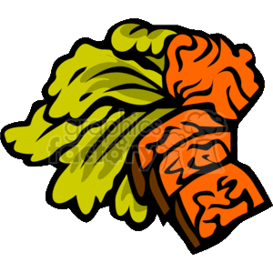 The clipart image depicts a stylized representation of a leafy vegetable, often referred to as lettuce, and slices of meat, such as steak or beef.