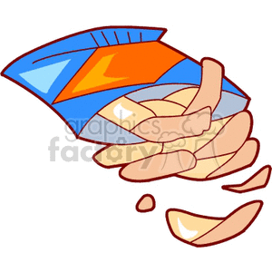 Open potato chips bag clipart. Royalty-free image # 140491