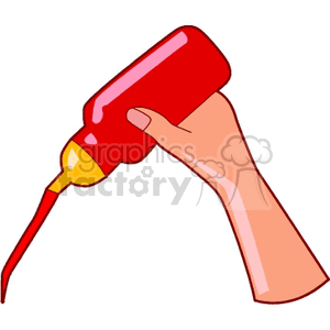 Hand squeezing a bottle of catsup clipart. Royalty-free image # 140653