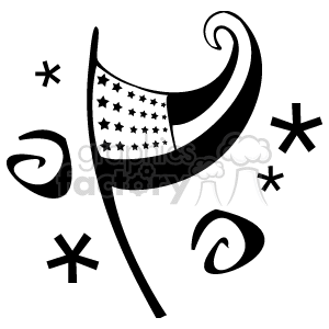 A black and white flag with a curled end clipart. Commercial use image # 142504