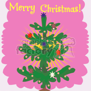 clipart - Stamp with Christmas Tree Decorated.