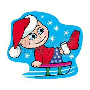   christmas xmas holidays sled kid kids boy boys sledding Clip Art Holidays Christmas 