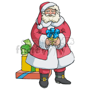 Santa Holding a Gift clipart. Commercial use image # 143608