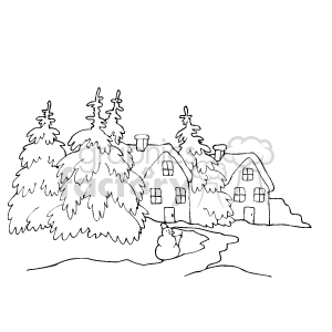  christmas mountains cabin cabins north star snow winter   xmas_005bw Clip Art Holidays Christmas 