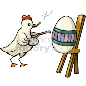 Chicken painting Easter egg on easel clipart. Commercial use image # 144202
