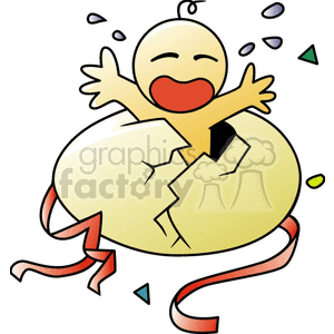 Baby Chick Hatching from Egg Crying clipart. Royalty-free image # 144206
