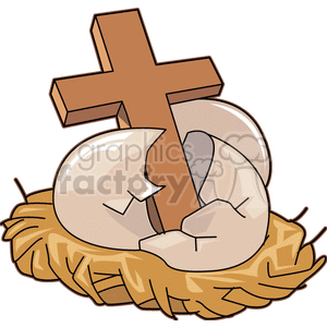 Easter Cross in a Nest clipart. Commercial use image # 144210