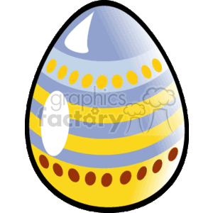 Blue and gold striped Easter egg clipart. Commercial use image # 144327