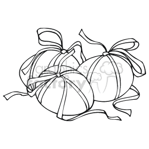 Black and white easter eggs wrapped with ribbons. clipart. Royalty-free image # 144373