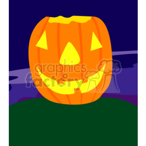 Pumpkin on Halloween night clipart. Commercial use image # 144554