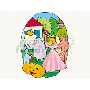 Kids trick or treating clipart. Commercial use image # 144629