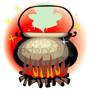 burning cauldron