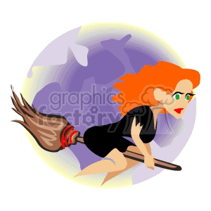 Witch flying on a broom clipart. Commercial use image # 144833