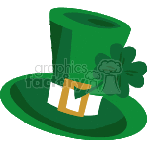 A Large Green Irish Top Hat with a Four Leaf Clover  clipart.