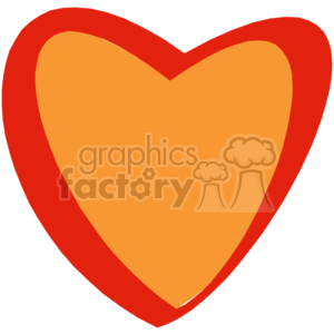 Valentines day orange heart outlined in red clipart. Commercial use image # 145850