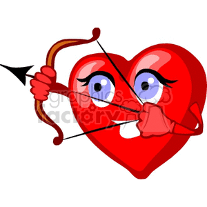 A Large Red Heart Shooting a Bow and Arrow clipart.