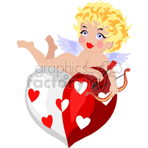 Blond haired cupid payed in a white and red heart clipart. Royalty-free image # 146069