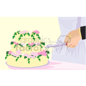 cutting wedding cake clipart. Royalty-free image # 146147