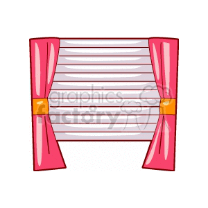 window with shades and pink curtains 