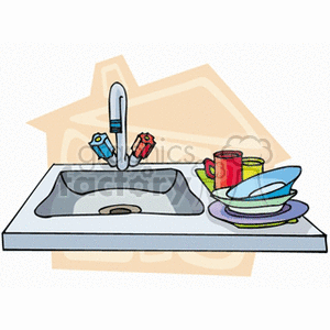   kitchen sink sinks dishes dish faucet faucets  sink.gif Clip Art Household Kitchen 