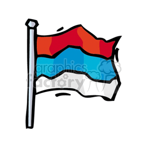 The clipart image shows a stylized version of the flag of Serbia, which traditionally consists of three horizontal stripes in red, blue, and white, and is attached to a flagpole.