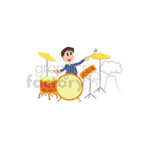 cartoon man playing the drums