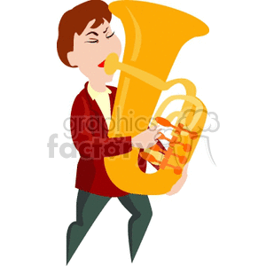 cartoon man playing the Tuba clipart.