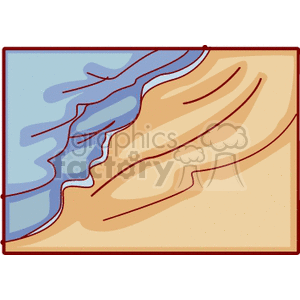 Waves breaking on the shore clipart.