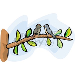 two little birds on a branch clipart. Commercial use image # 152613