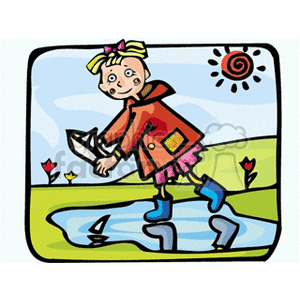 Child playing in puddles clipart. Royalty-free icon # 152615