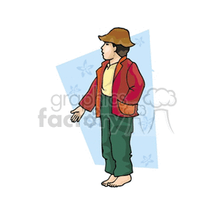 A boy in a floppy hat standing with his hand in his pocket