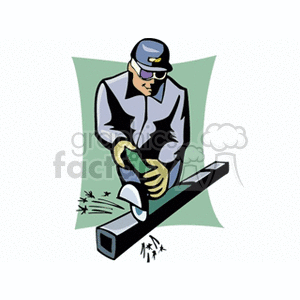 Man cutting a steel tube with a circular saw clipart. Royalty-free image # 154237