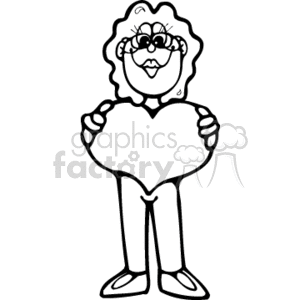 country style heart hearts love valentines valentine female lady women   woman001PR_bw Clip Art People black white holding