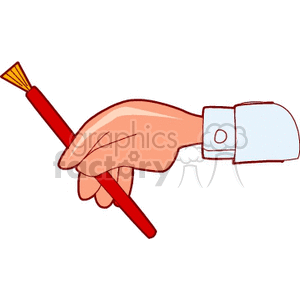 A Hand Holding a Single Paint Brush  clipart. Commercial use image # 156259
