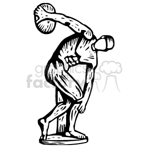 Black and White Statue of a Man Throwing a Disc