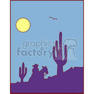 Arizona Desert at Sunset Cowboy on Horseback animation. Commercial use animation # 156829