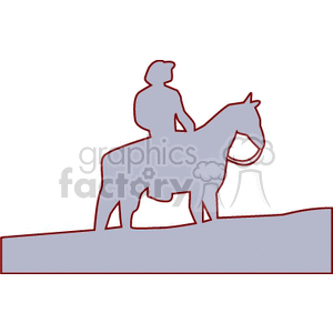 A Grey Silhouette of a Cowboy and His Horse On the Mountain clipart. Commercial use image # 156835