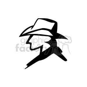 A Black and White Profile of A Cowboy Wearing a Hat and a Bandana clipart. Royalty-free image # 156837