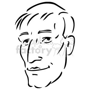 The image is a simple line drawing of a man's face. It features the outline of a man's facial features including eyes, eyebrows, nose, mouth, and the shape of the head with hair.