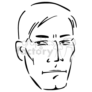 The clipart image features a simplistic line drawing of a human face. The face appears to be of an adult, depicted with minimal detail, showing basic features such as eyes, a nose, a mouth, and the outline of the head and neck.