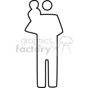 Line drawing of a father and a child clipart. Royalty-free image # 157508