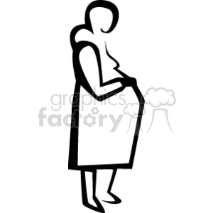 Black and White Pregnant Mother Puting Her Hand on Her Tummy clipart. Commercial use image # 157568